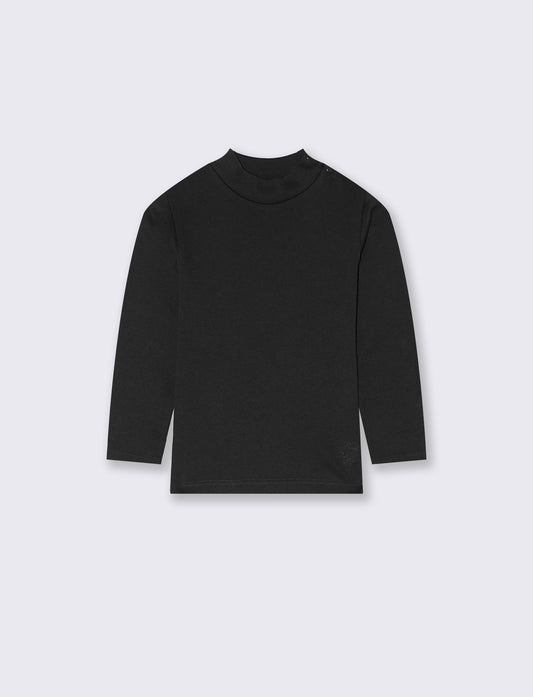 T-shirt mezzo collo caldo cotone. - Nero