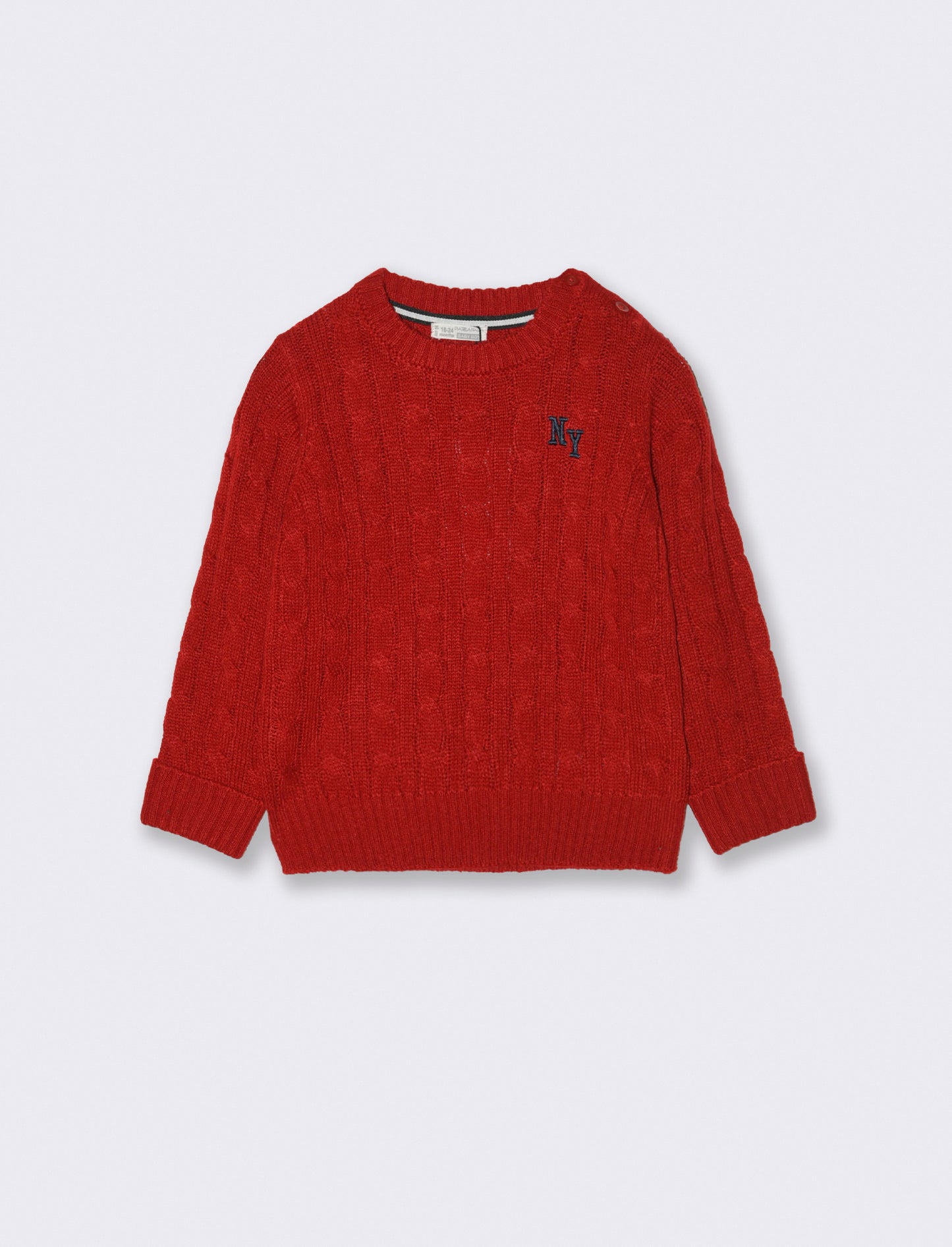 Maglia trecce con ricamo - Rosso