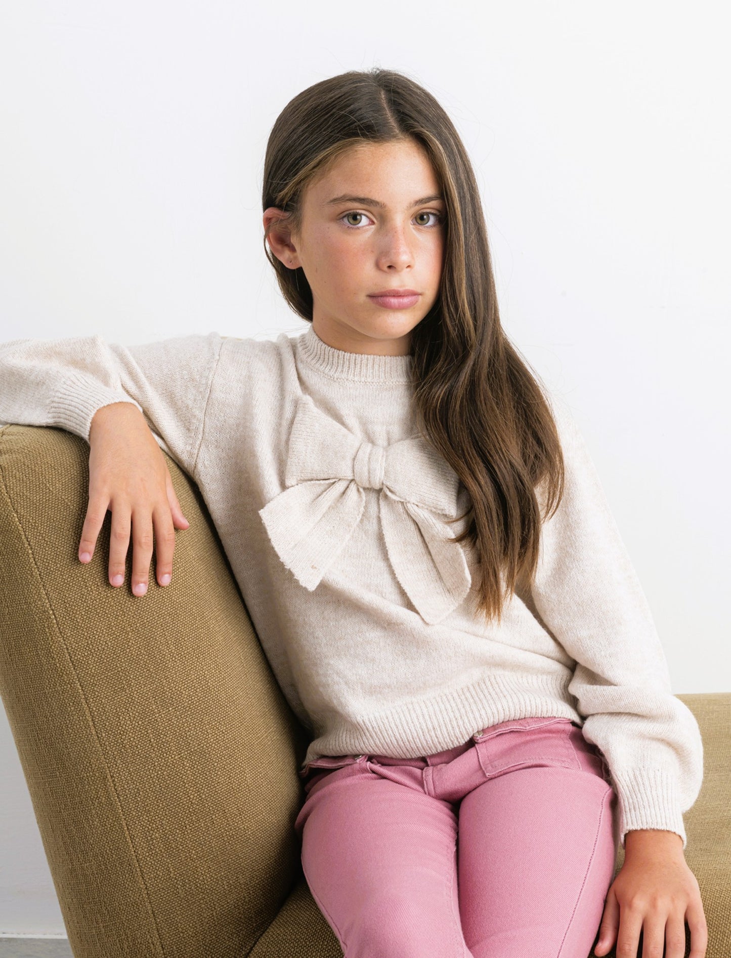 Maglia con fiocco - Beige