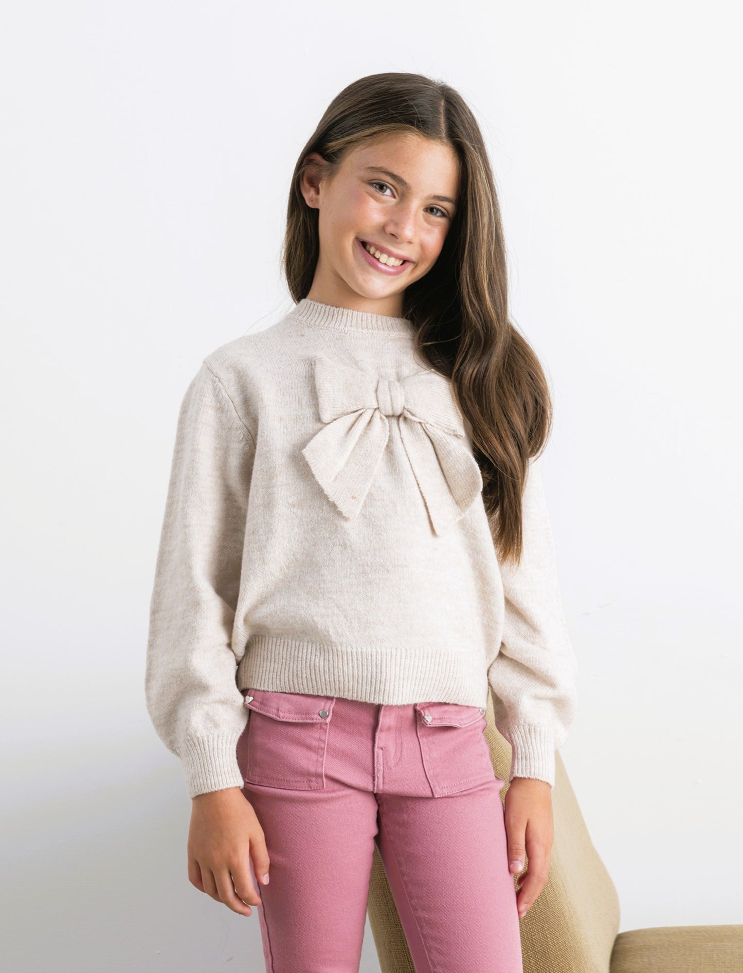 Maglia con fiocco - Beige