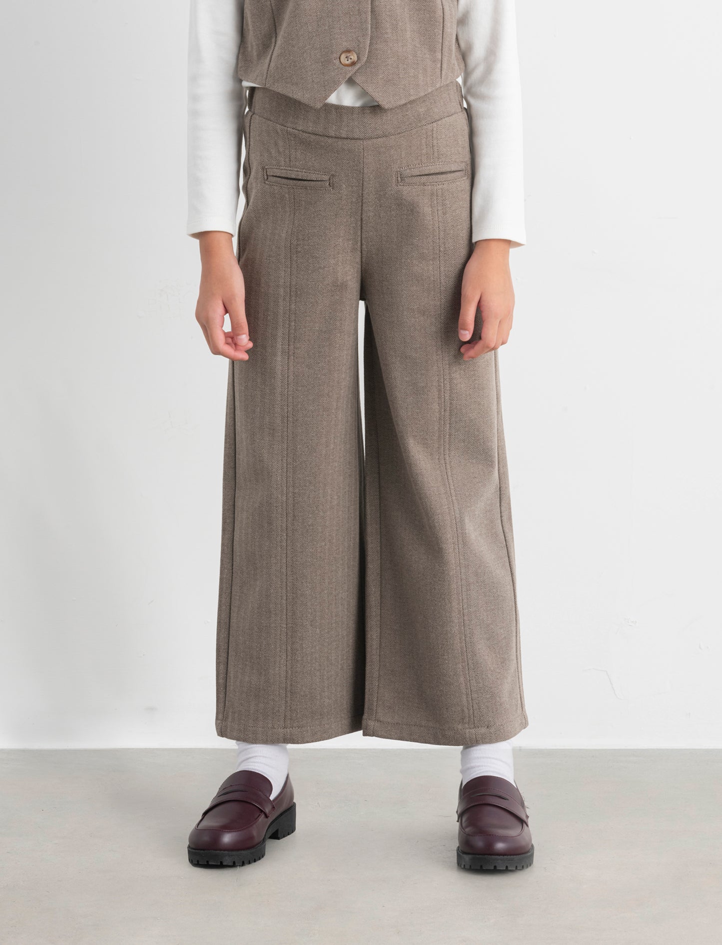 Pantalone spigato da bambina - Beige