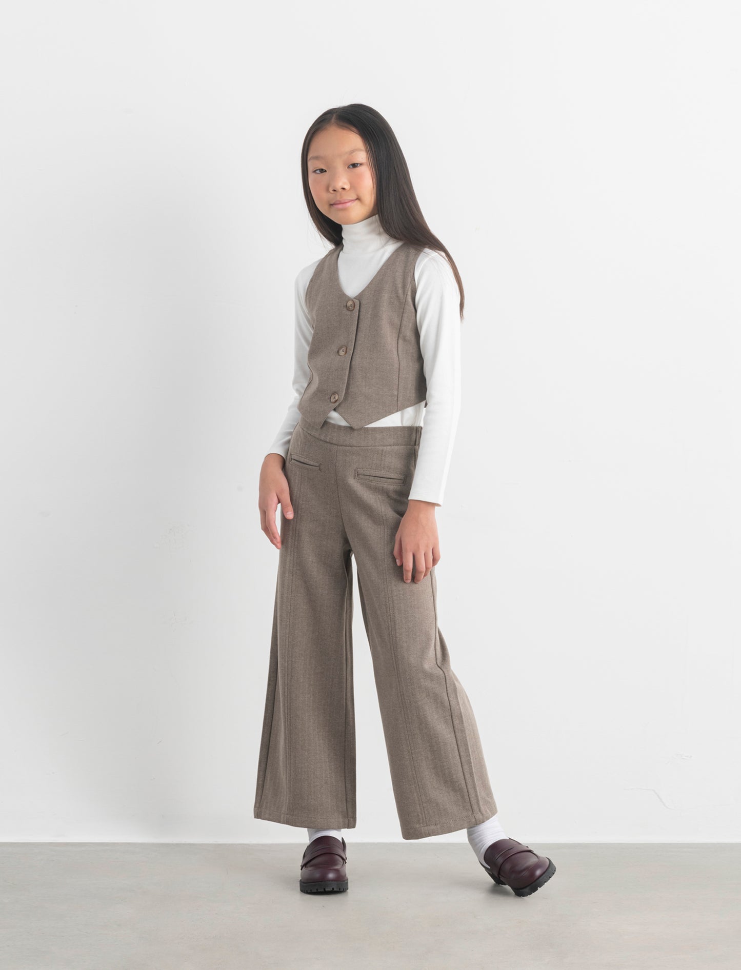Gilet spigato da bambina - Beige