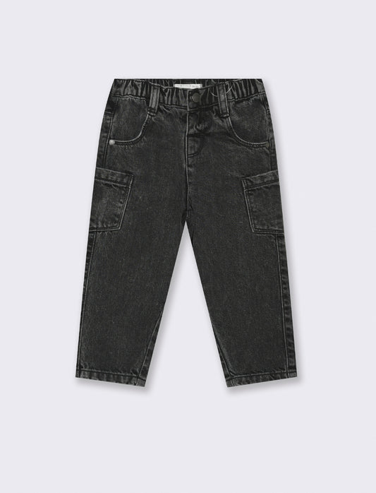 Jeans ampio con tasche - Nero
