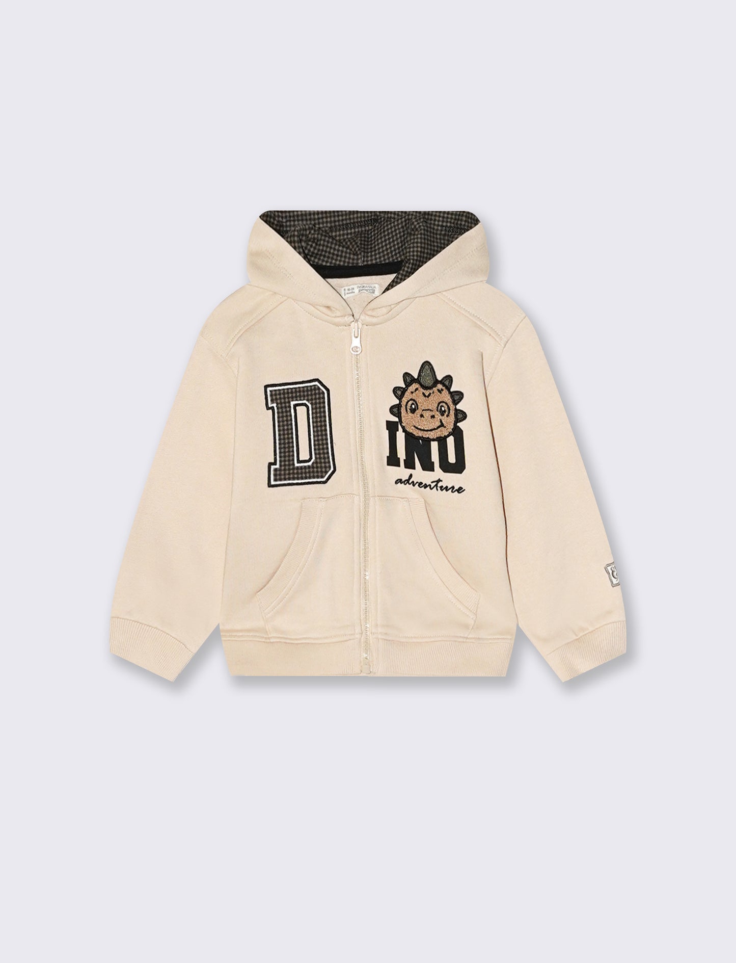 Felpa con zip e applicazione - Beige