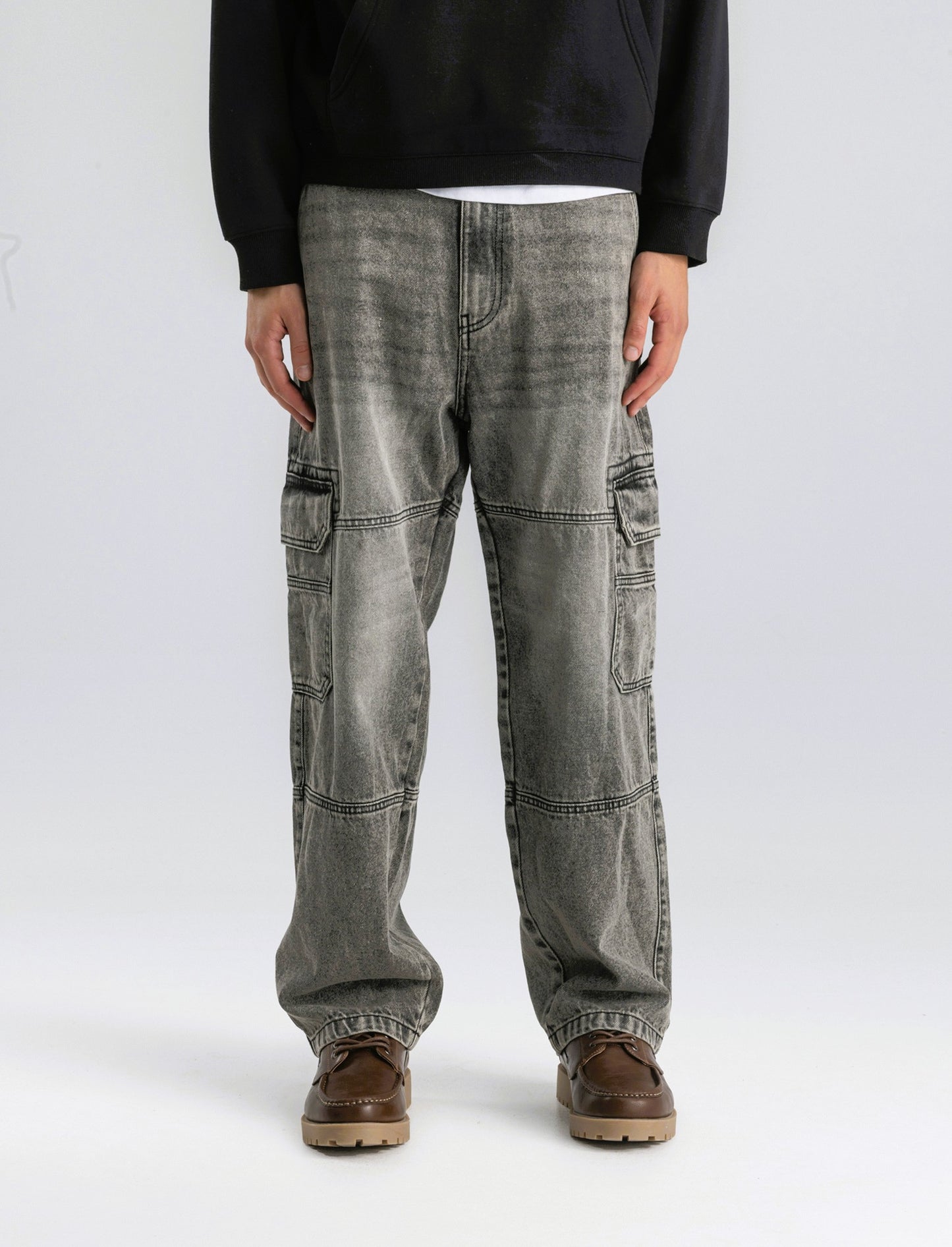 JEANS GRIGIO BAGGY CARGO FIT - Grigio