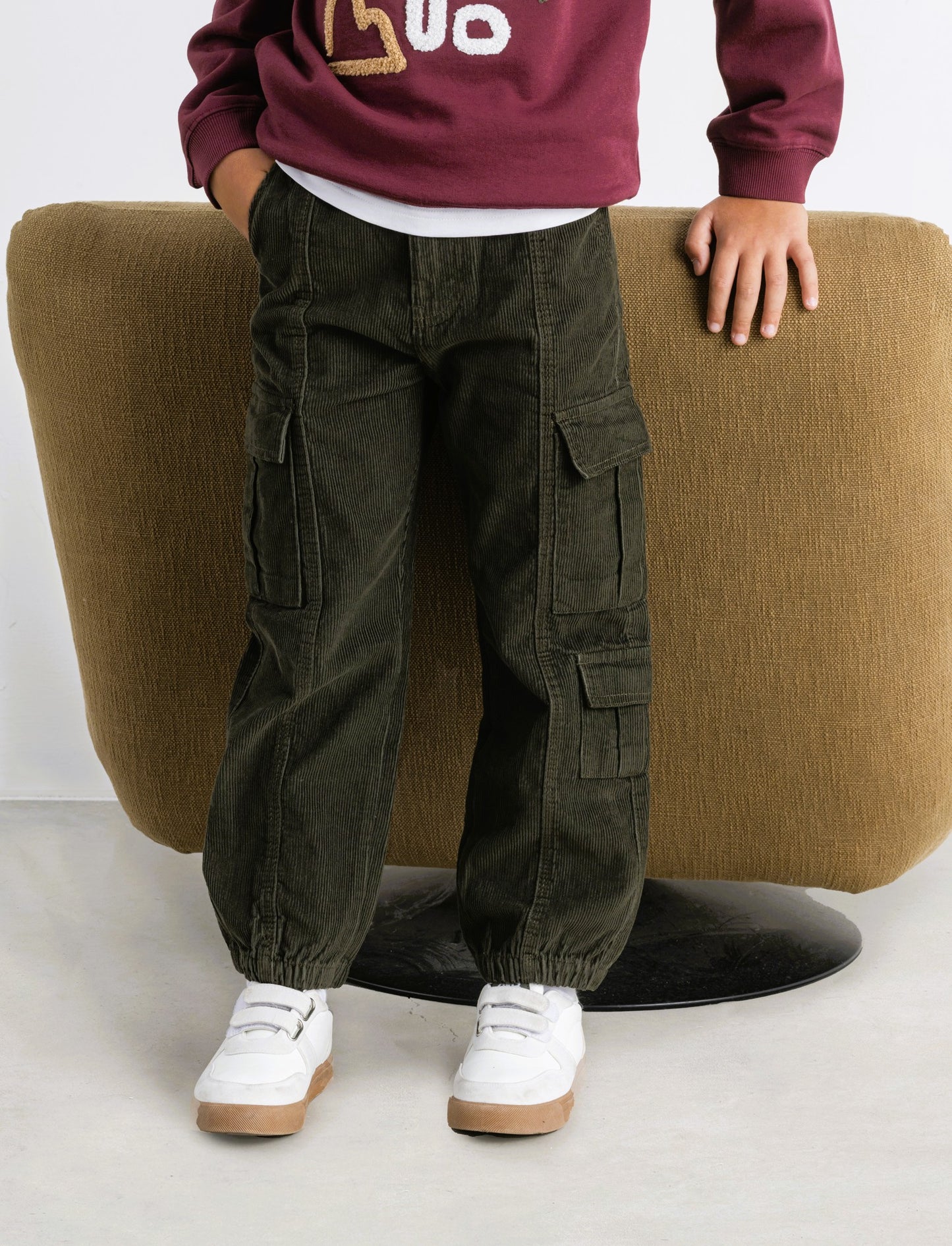 PANTALONI CARGO IN VELLUTO - Verde