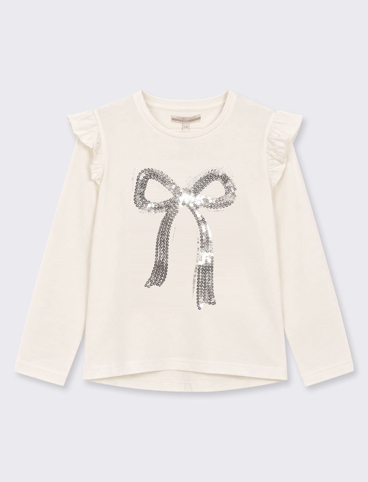 T- shirt da bambina manica lunga. - Bianco latte