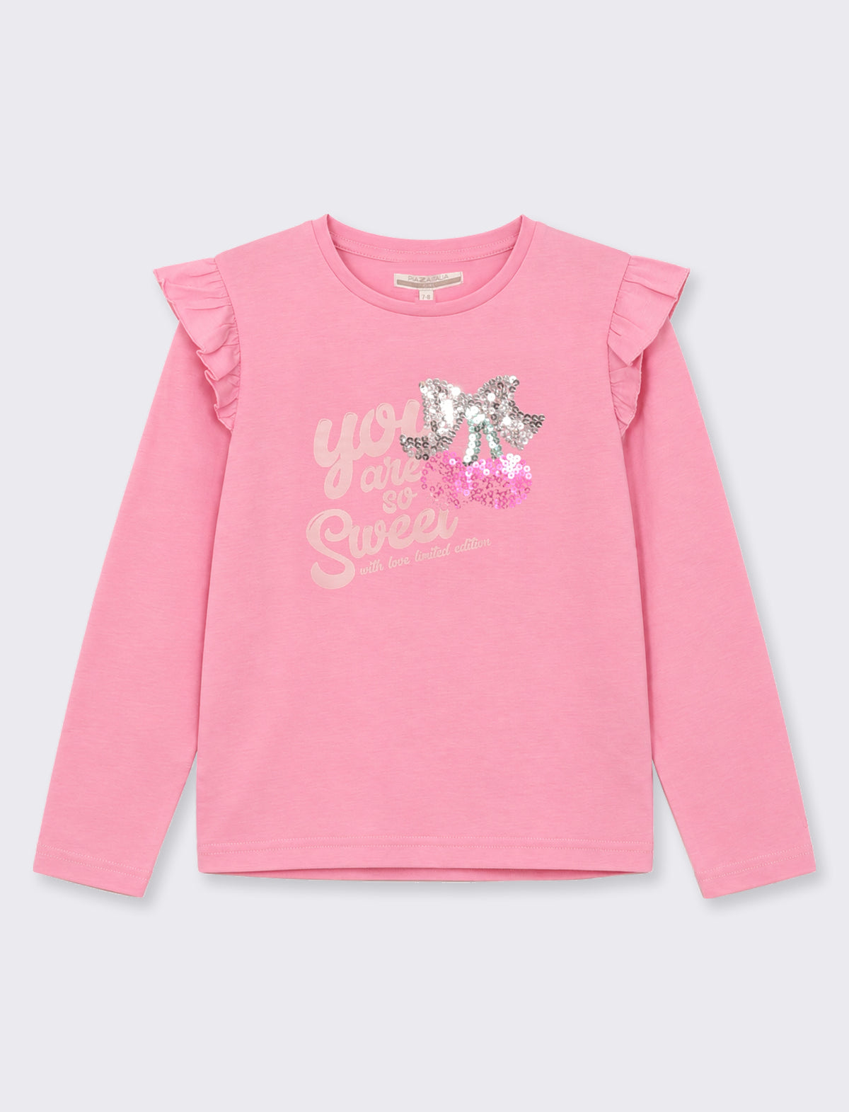 T- shirt da bambina manica lunga. - Rosa