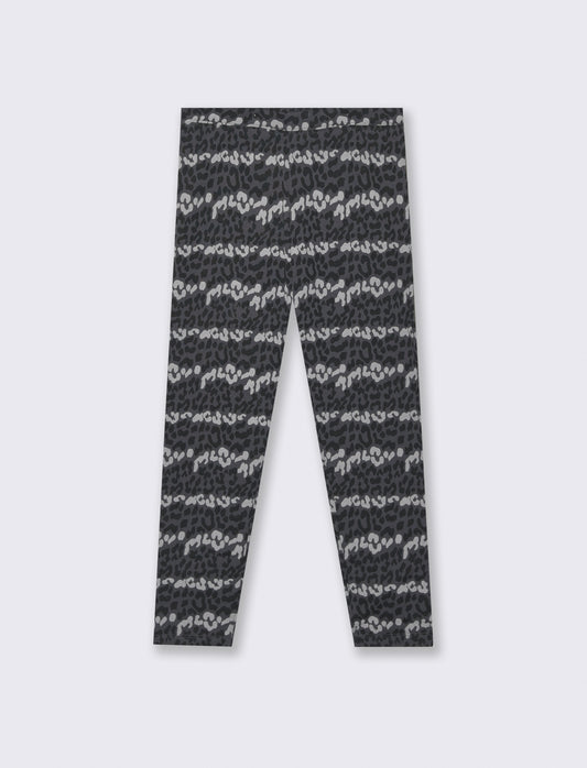 Leggings garzato fantasia - Nero