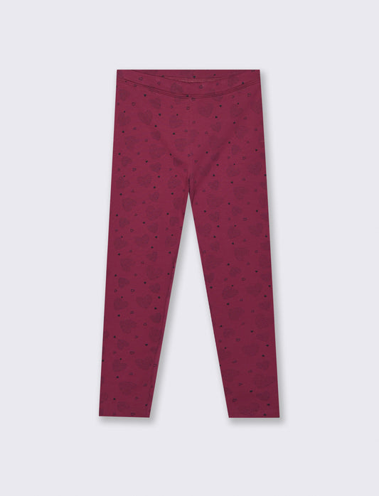 Leggings garzato fantasia - Rosso amarena