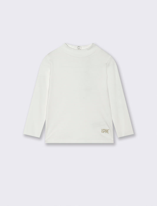T shirt basica con ricamo - Bianco