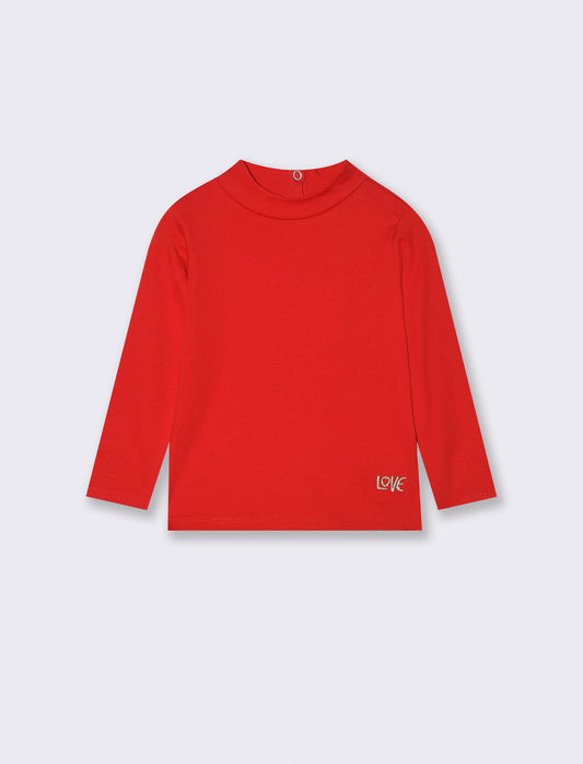 T shirt basica con ricamo - Rosso