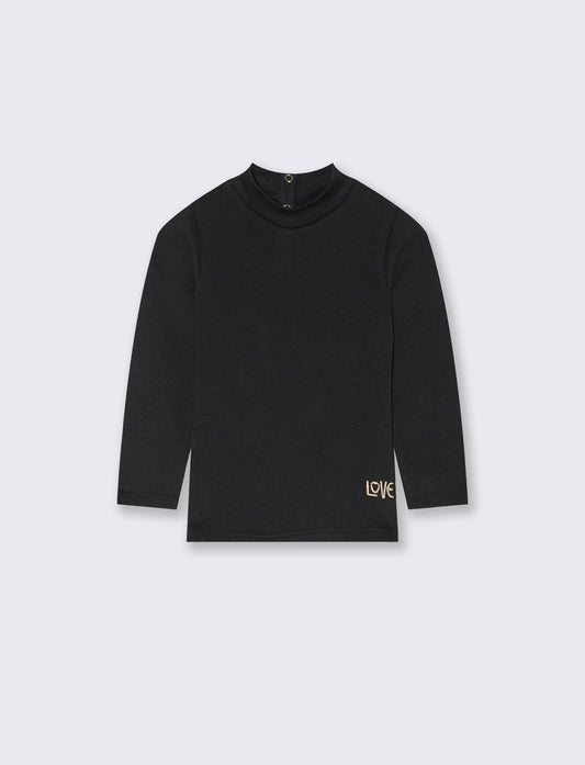 T shirt basica con ricamo - Nero
