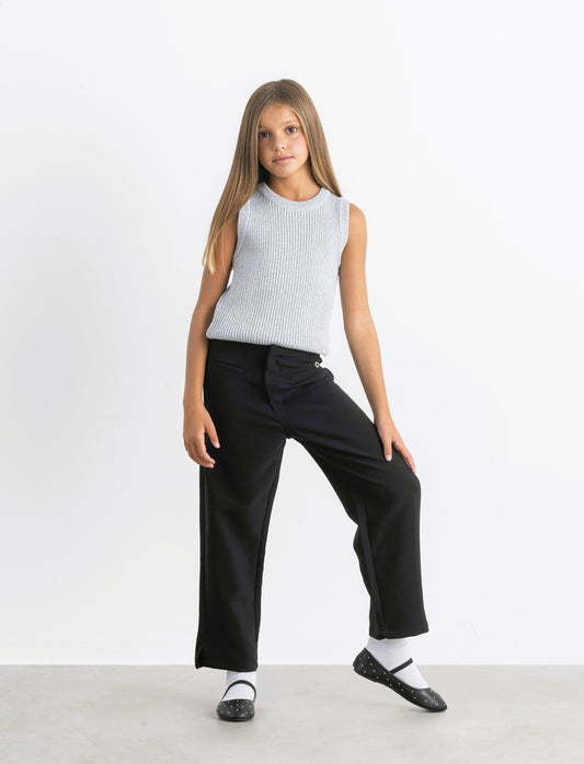 Pantaloni eleganti da bambina a gamba larga - Nero