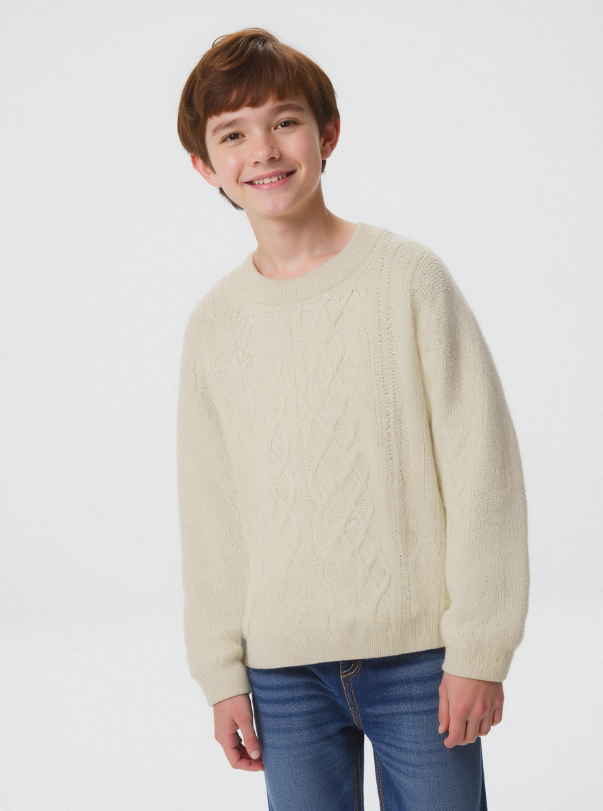 MAGLIA CON TRECCE - Beige