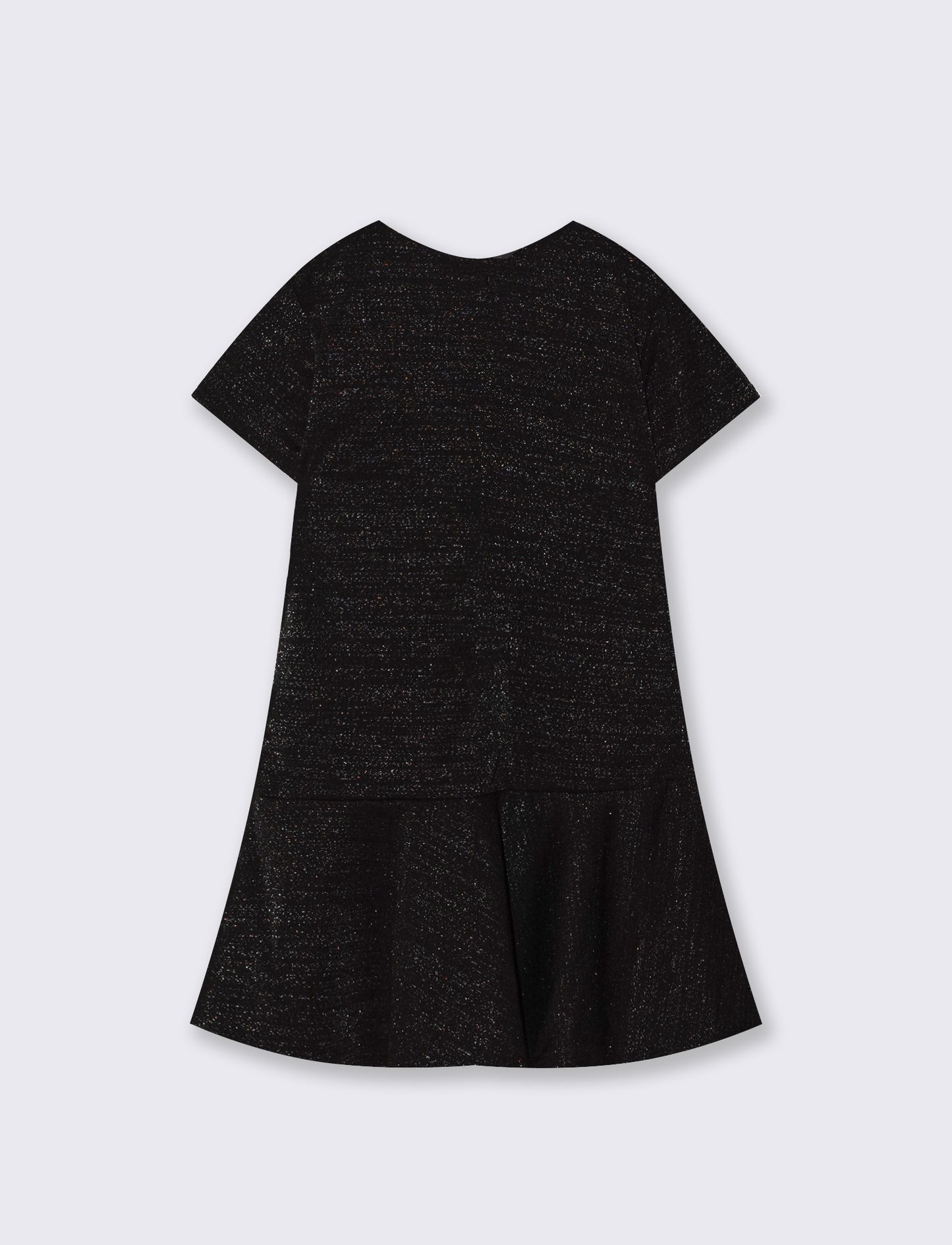 Vestito elegante da bambina in punto milano elastico con dettagli in fibra metallica. - Nero