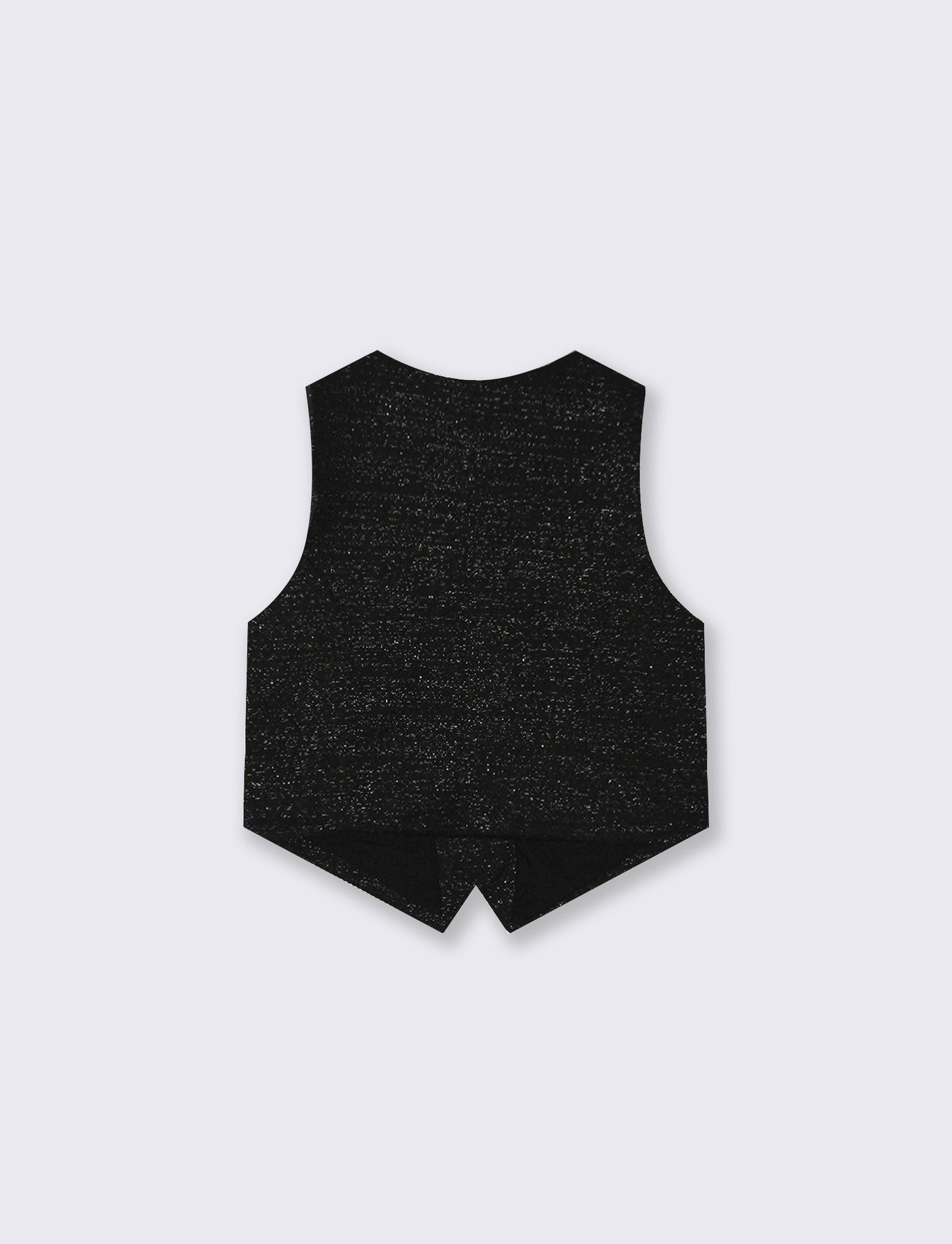 Gilet da bambina con bottoni gioiello. - Nero