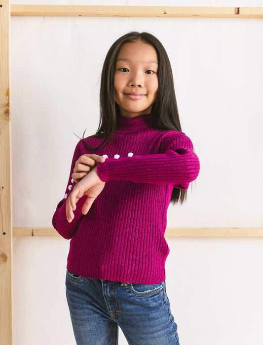 Maglia collo alto - Rosso amarena