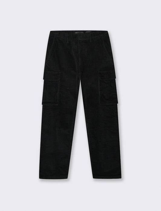 PANTALONI CARGO IN VELLUTO STRAIGHT FIT - Nero