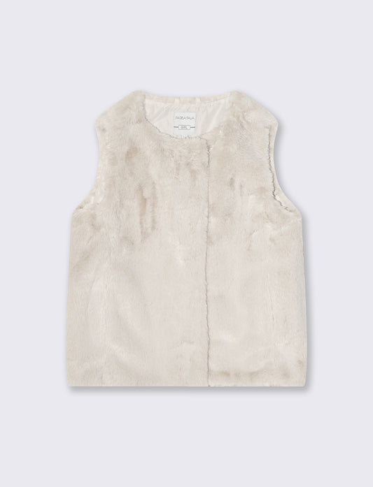 Gilet finta pelliccia da bambina - Bianco