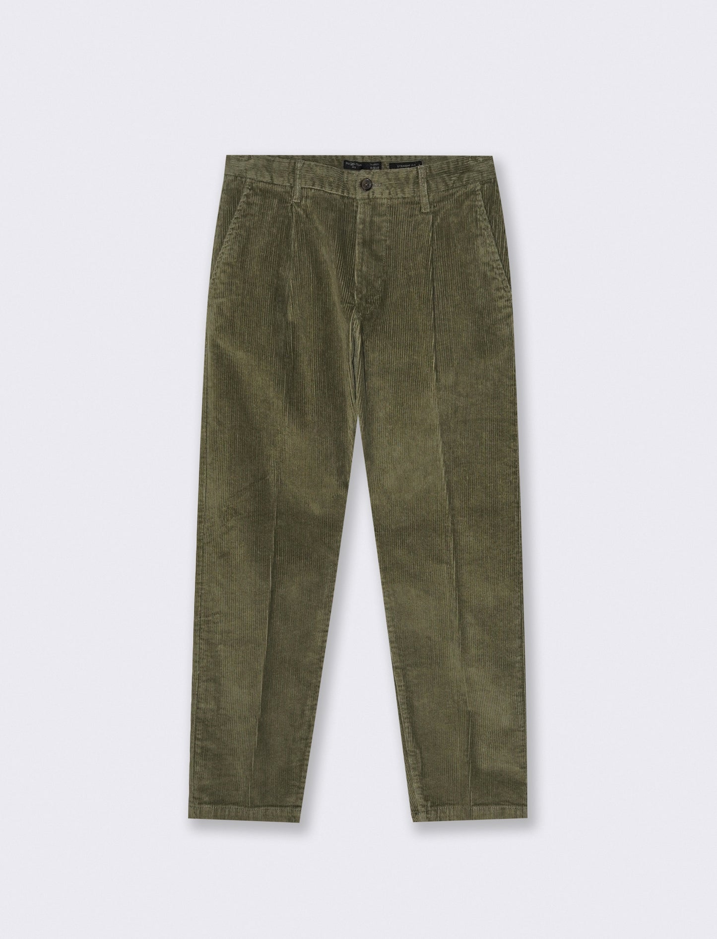 PANTALONI CHINO  IN VELLUTO STRAIGHT FIT - Verde oliva