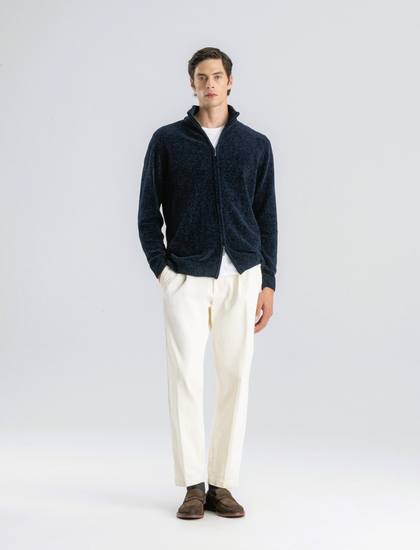 PANTALONI CHINO  IN VELLUTO STRAIGHT FIT - Bianco