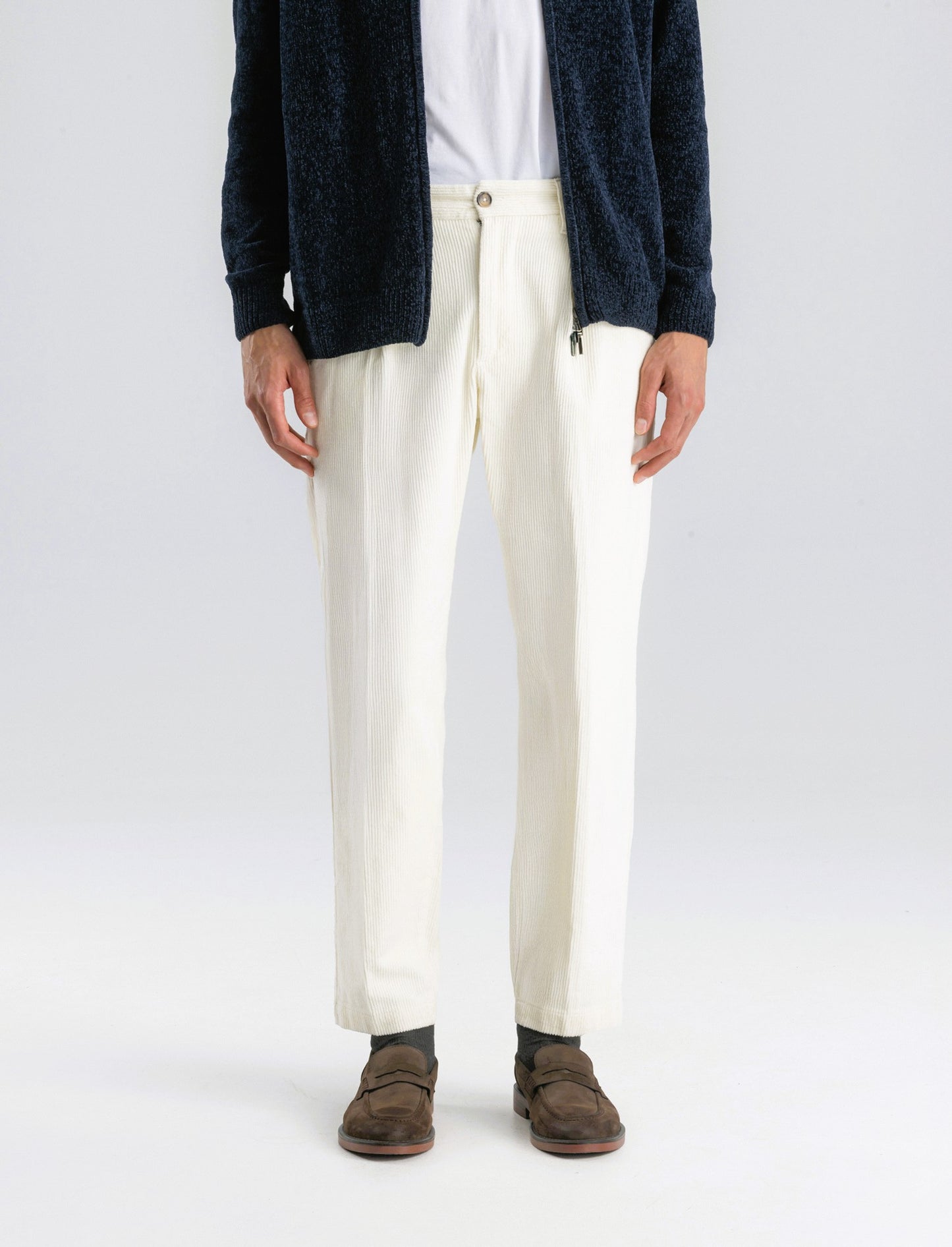 PANTALONI CHINO  IN VELLUTO STRAIGHT FIT - Bianco