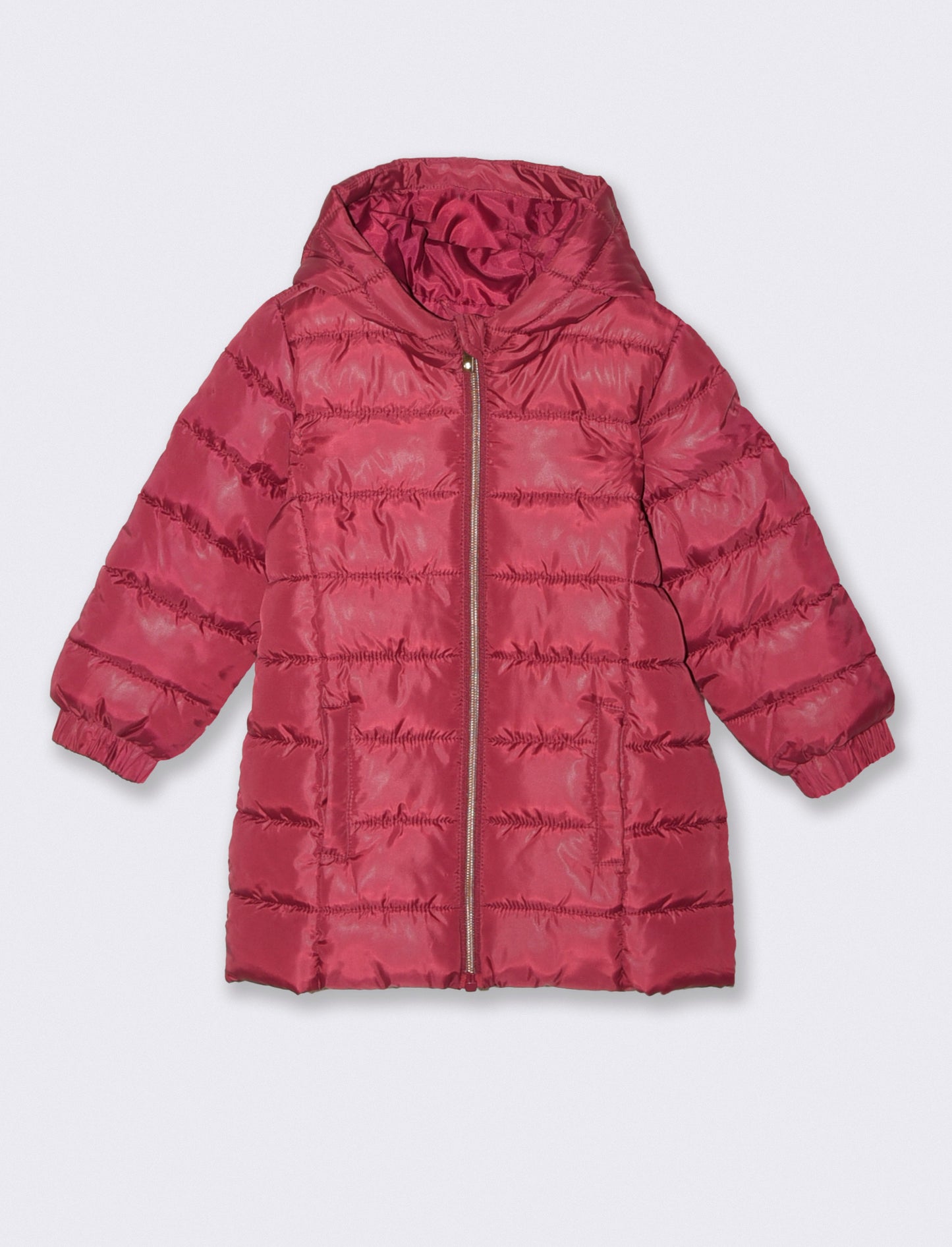 Giaccone basico con cappuccio - Rosso amarena