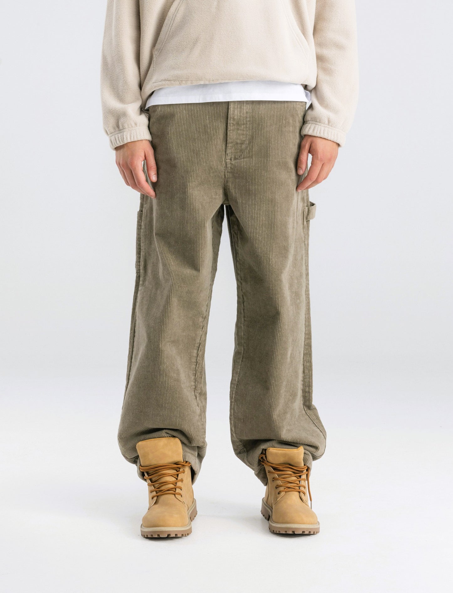 PANTALONI CARPENTER IN VELLUTO - Verde kaki