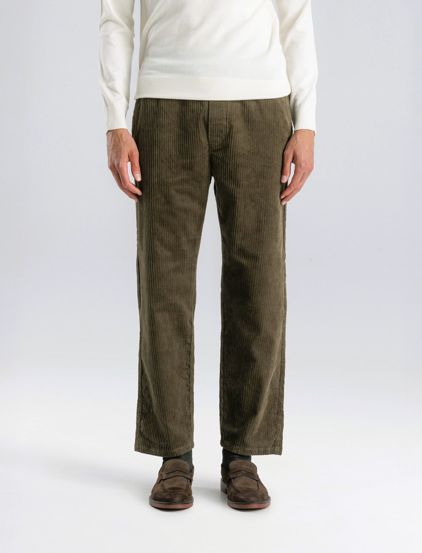PANTALONI BAGGY JOGGER IN VELLUTO - Verde kaki
