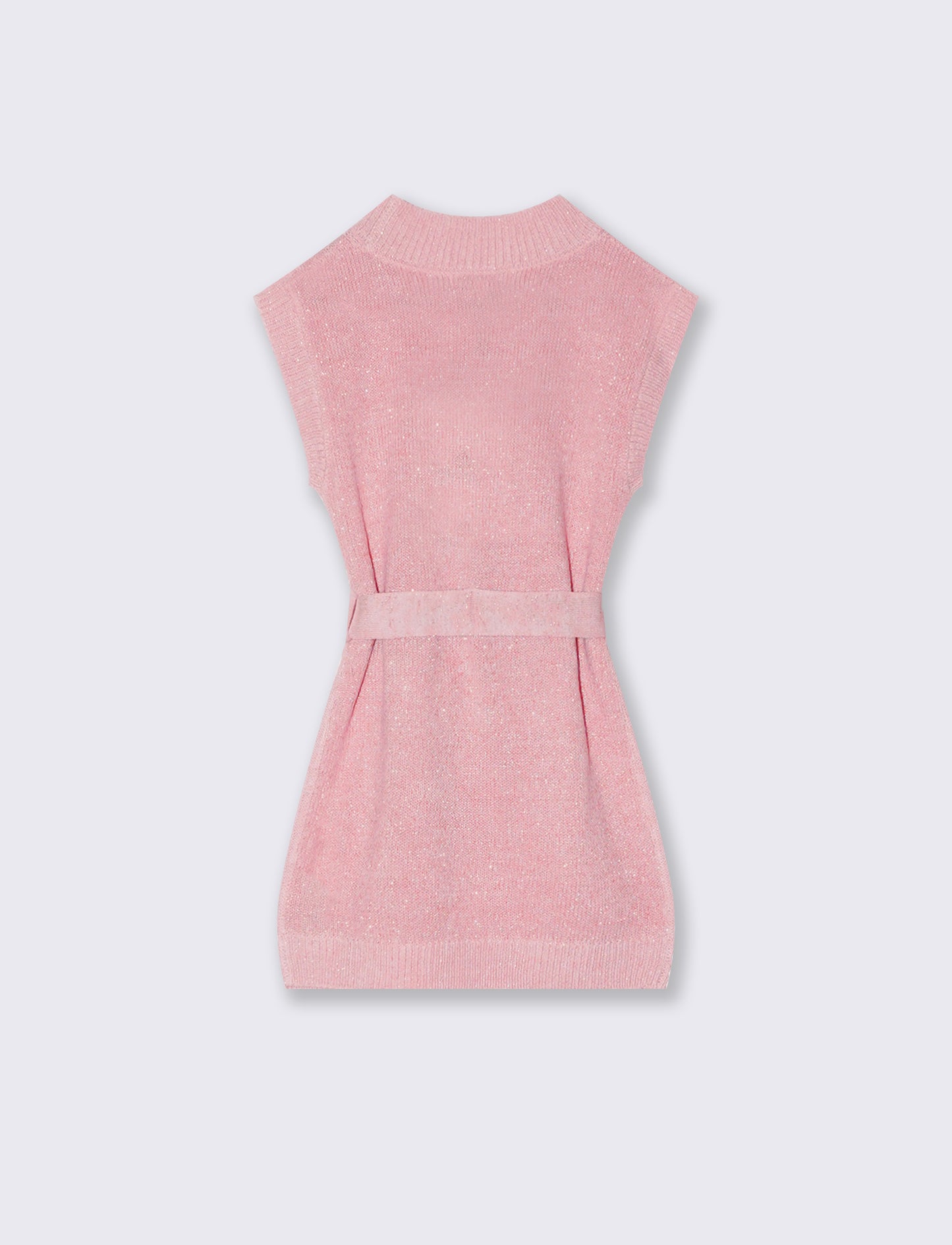 Vestito giromanica in maglieria da bambina. - Rosa