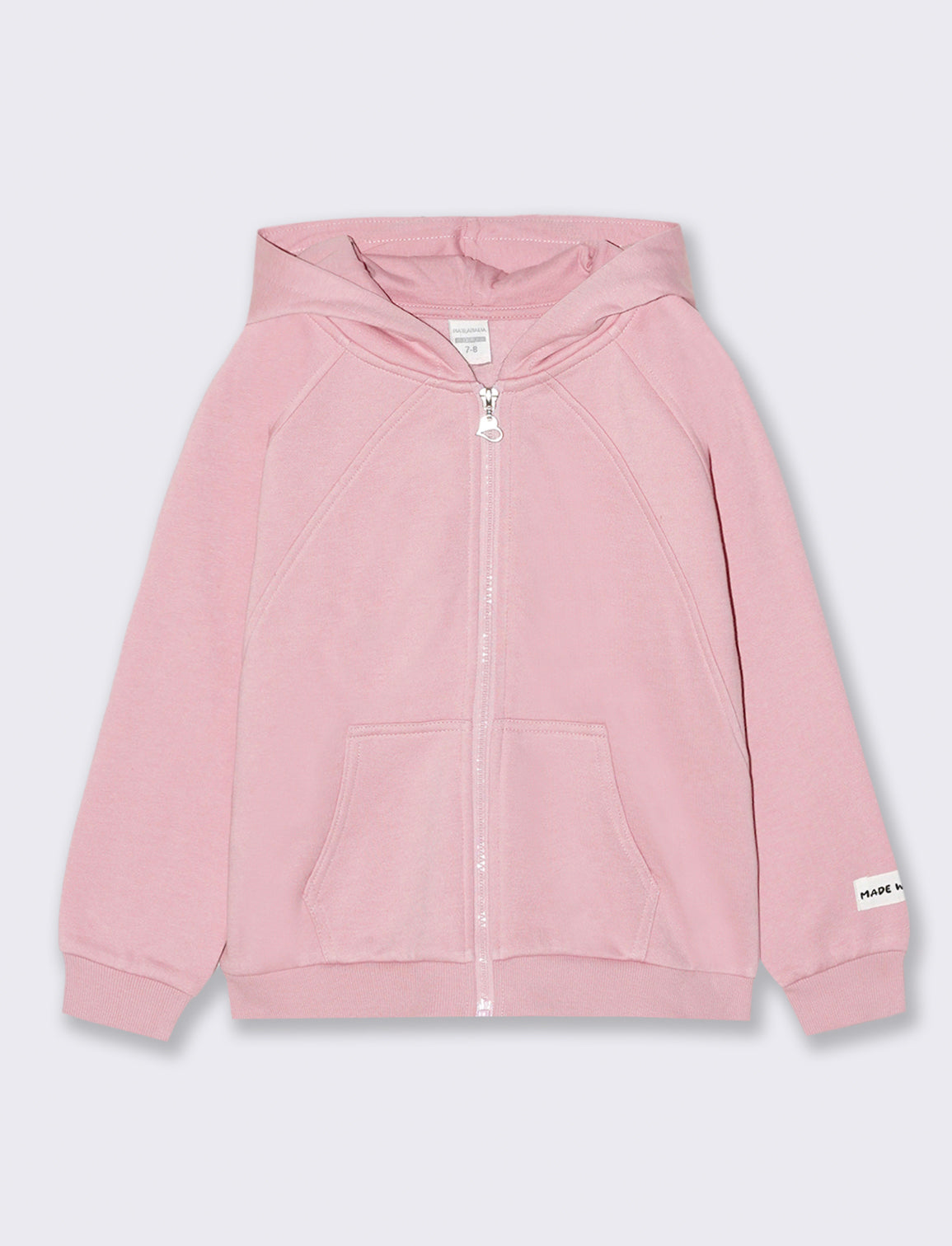 Felpa aperta avanti con zip. - Rosa