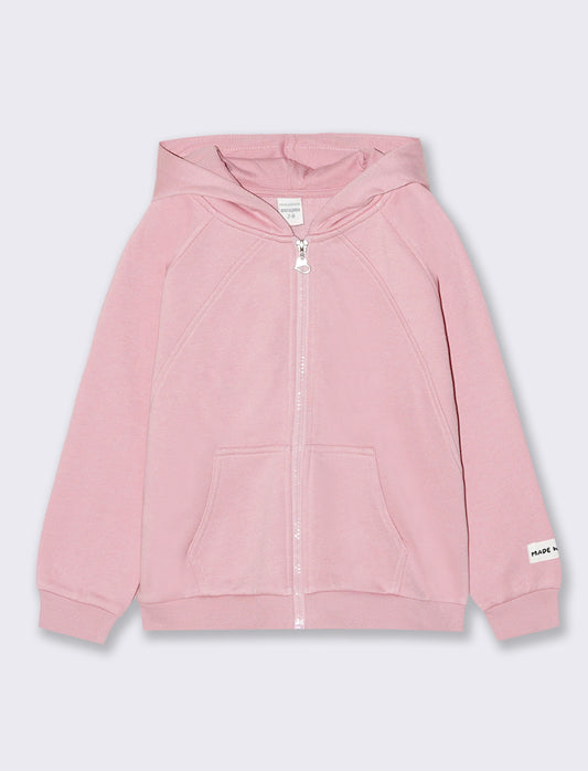 Felpa aperta avanti con zip. - Rosa