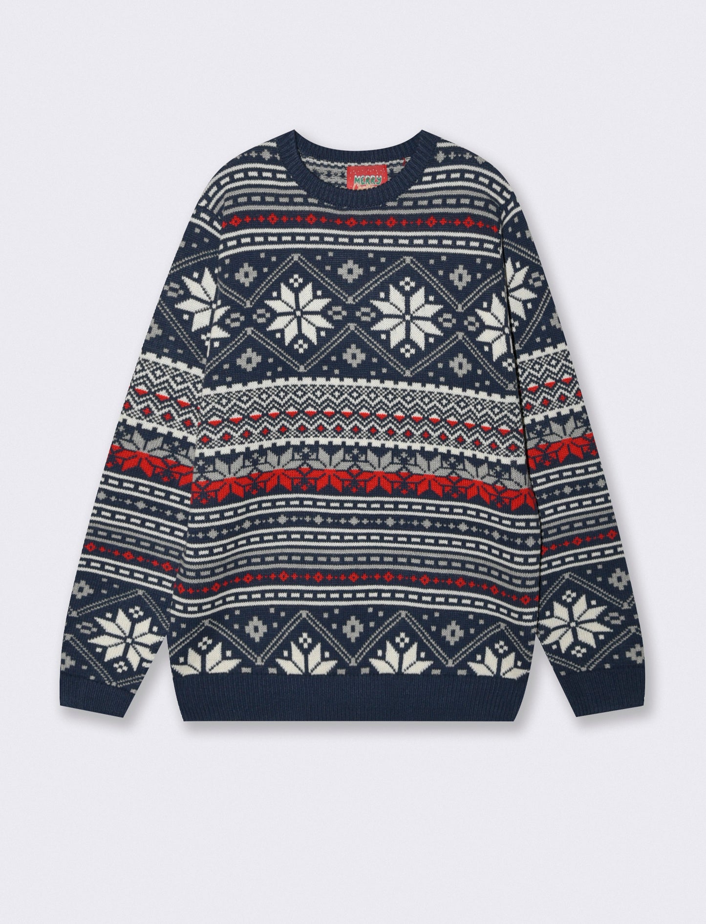 MAGLIA GIROCOLLO FANTASIA JACQUARD - Blu
