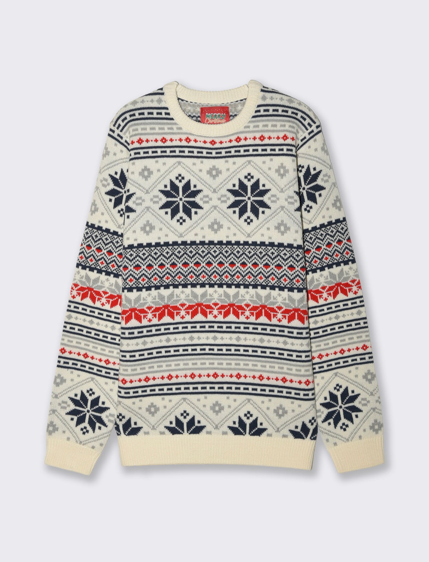MAGLIA GIROCOLLO FANTASIA JACQUARD - Bianco
