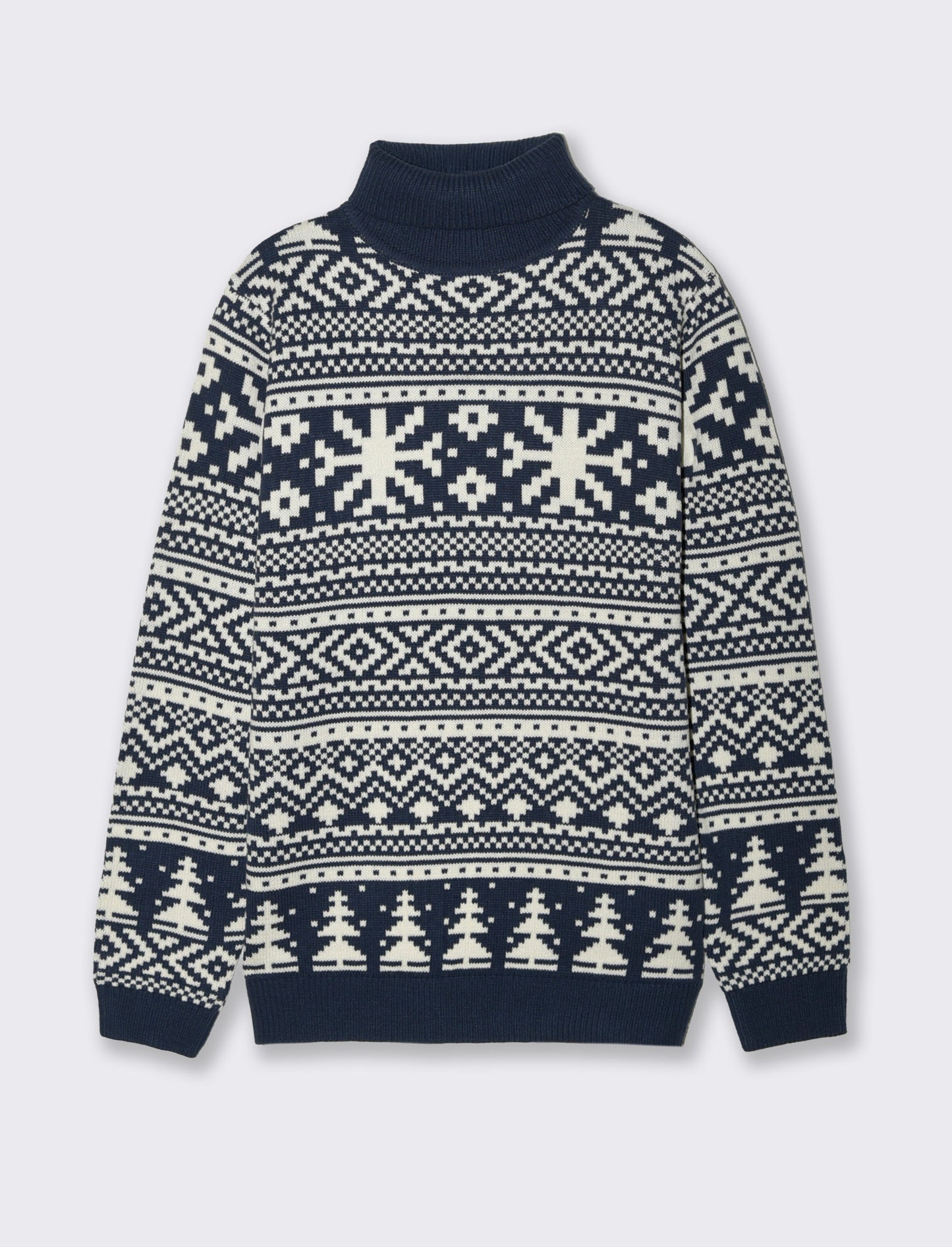 MAGLIA COLLO ALTO FANTASIA JACQUARD - Blu