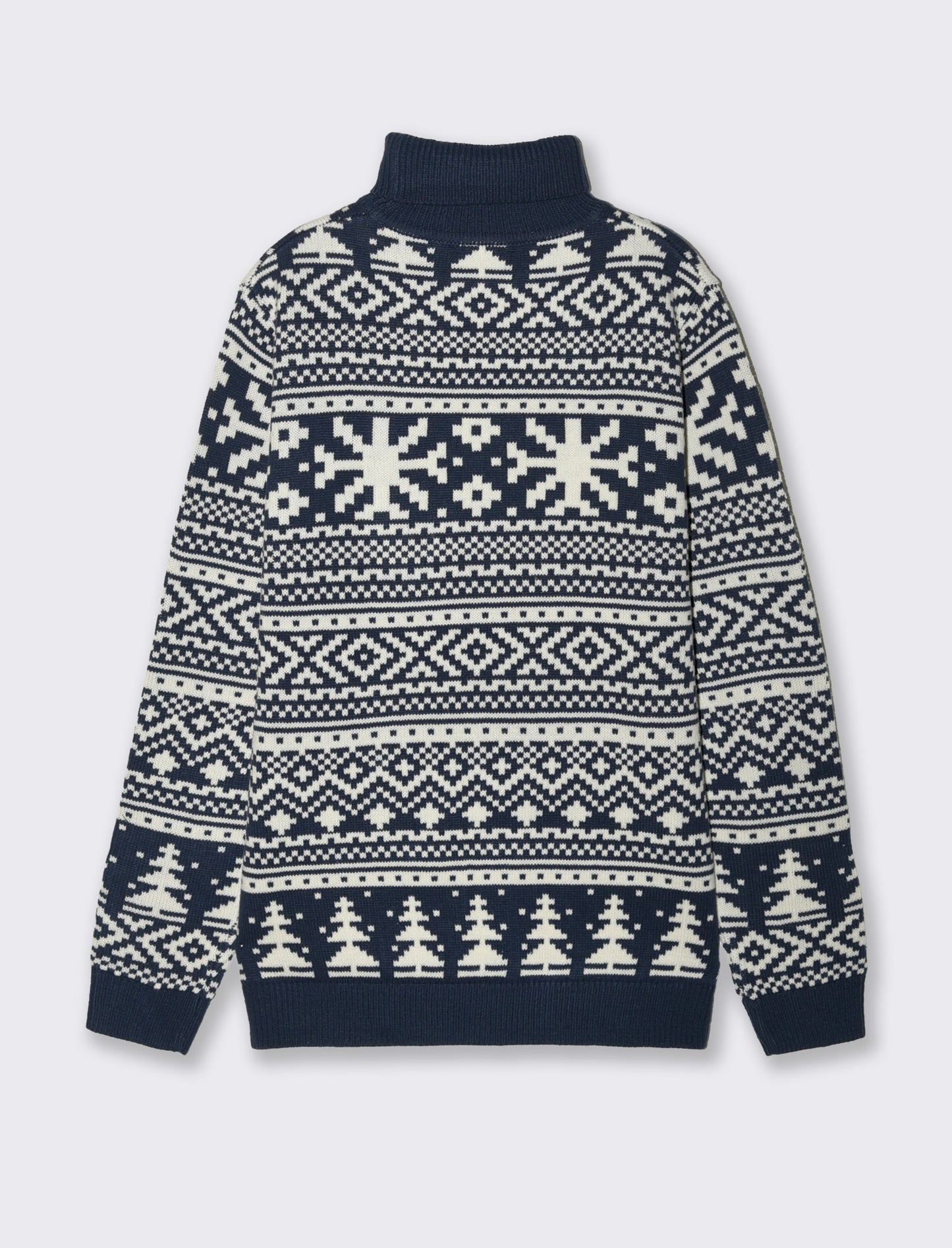 MAGLIA COLLO ALTO FANTASIA JACQUARD - Blu