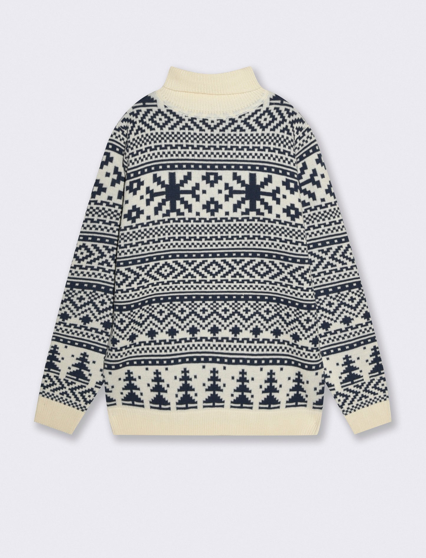 MAGLIA COLLO ALTO FANTASIA JACQUARD - Bianco
