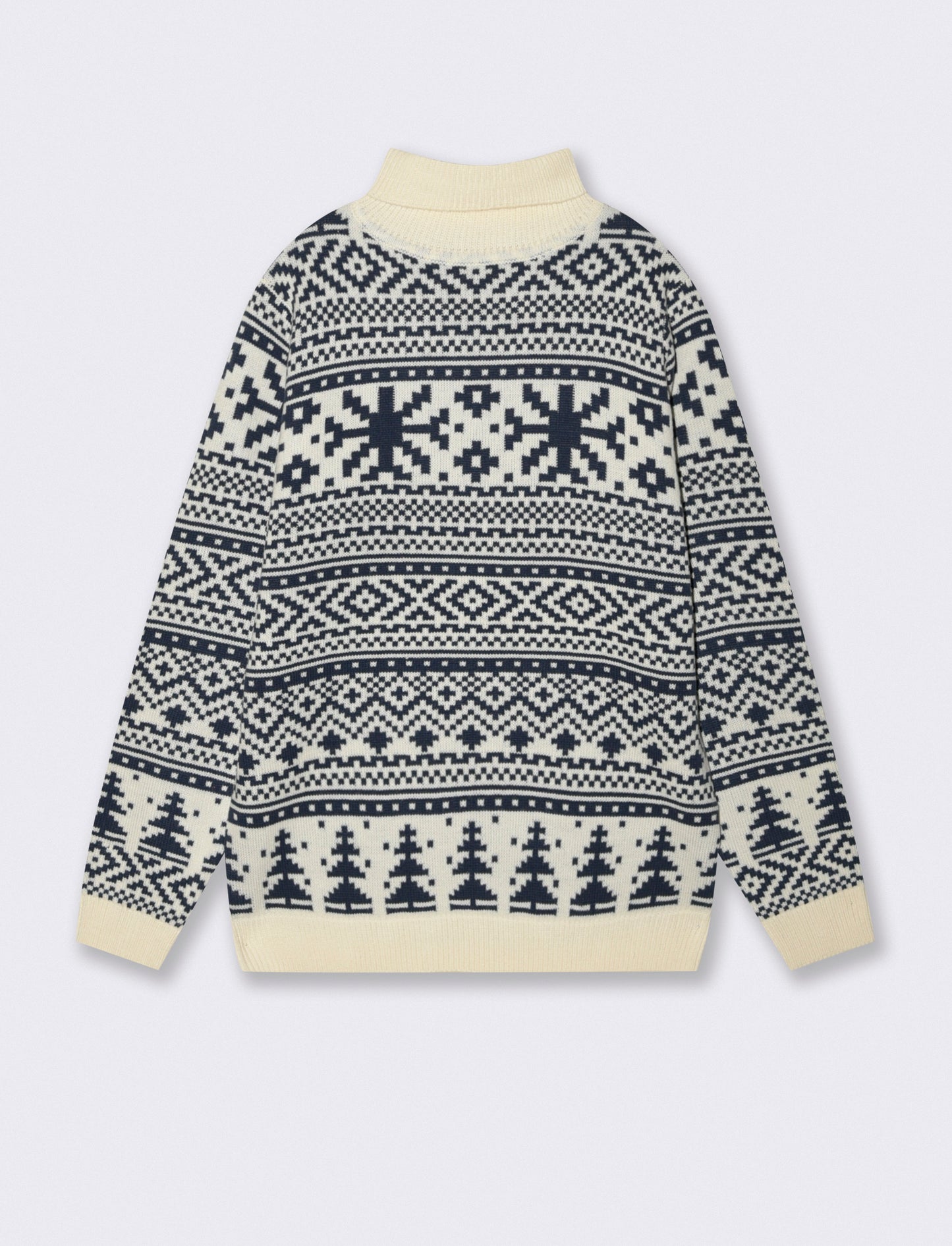 MAGLIA COLLO ALTO FANTASIA JACQUARD - Bianco