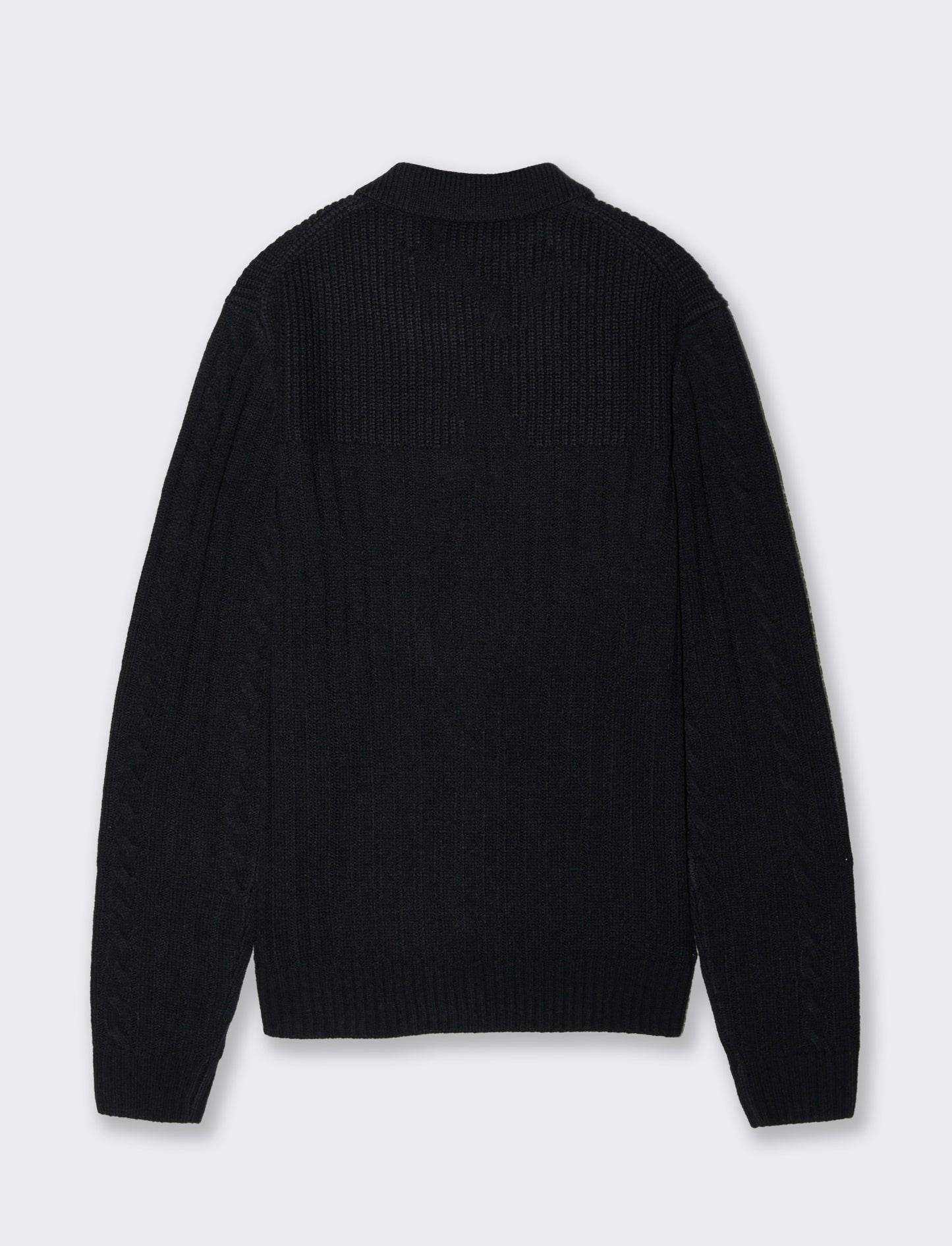 MAGLIA JACQUARD A TRECCE MODELLO POLO CARDIGAN - Blu