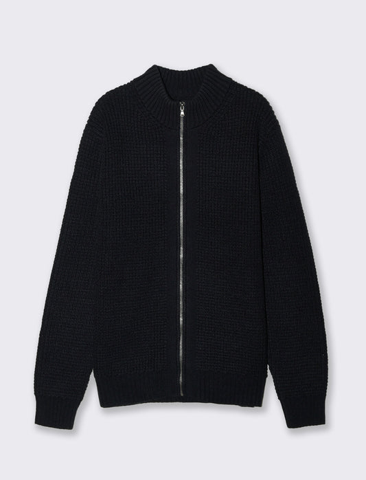 MAGLIA  CARDIGAN CON CERNIERA - Blu
