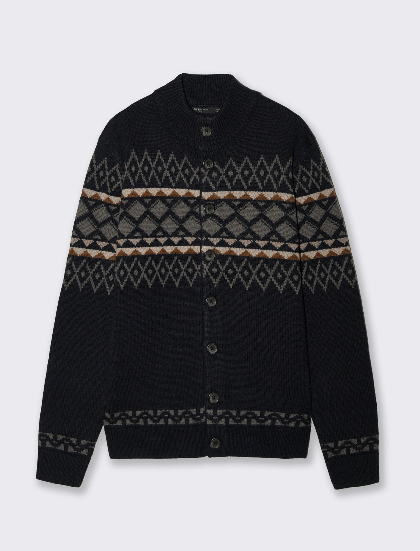 MAGLIA  CARDIGAN FANTASIA JACQUARD - Blu