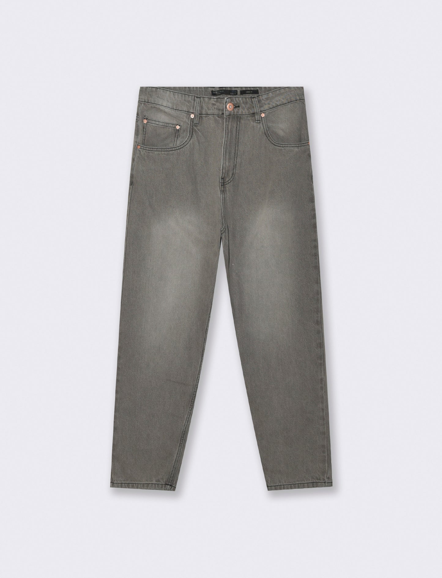 JEANS DENIM GRIGIO LOOSE FIT CON ABRASIONI - Grigio