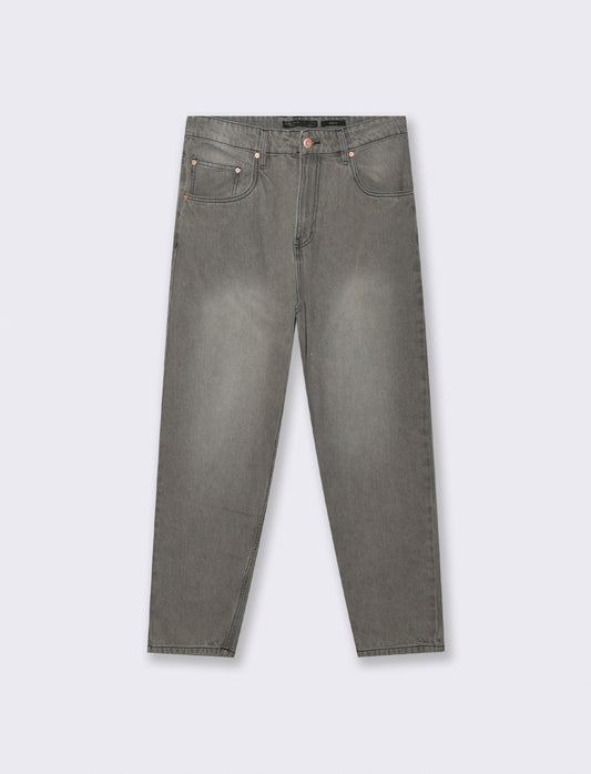 JEANS DENIM GRIGIO LOOSE FIT CON ABRASIONI - Grigio