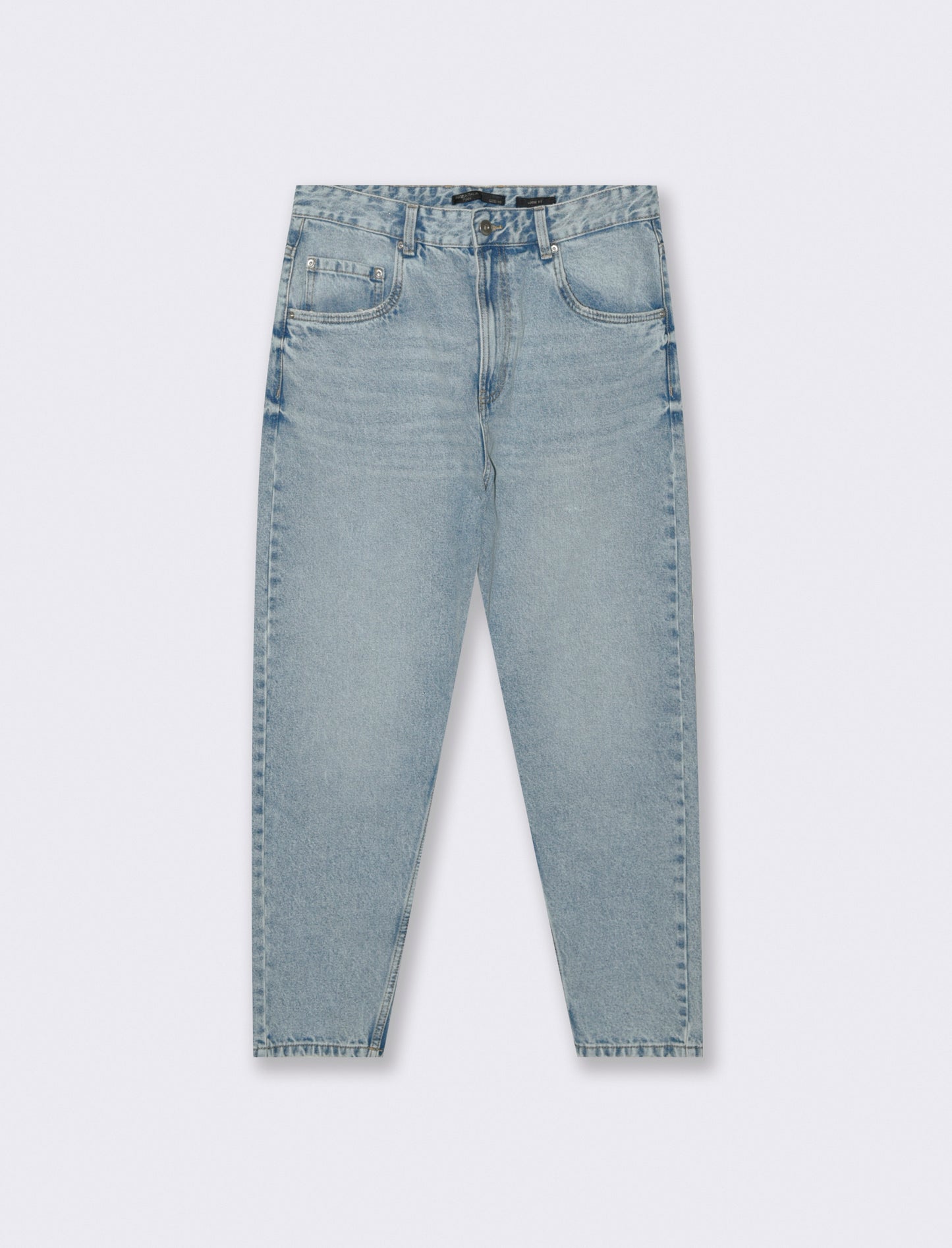 JEANS DENIM CHIARO LOOSE FIT CON ABRASIONI - Denim chiaro