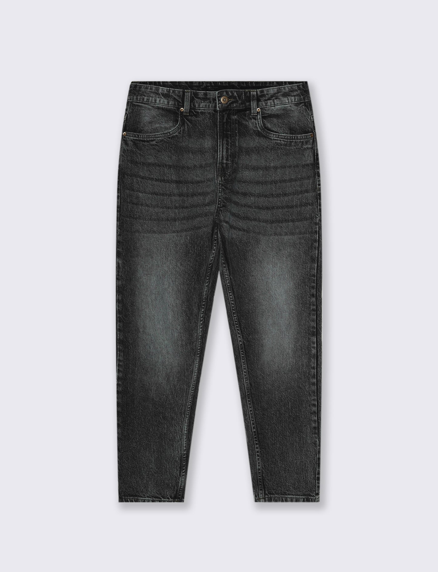 JEANS DENIM NERO LOOSE FIT CON ABRASIONI - Nero