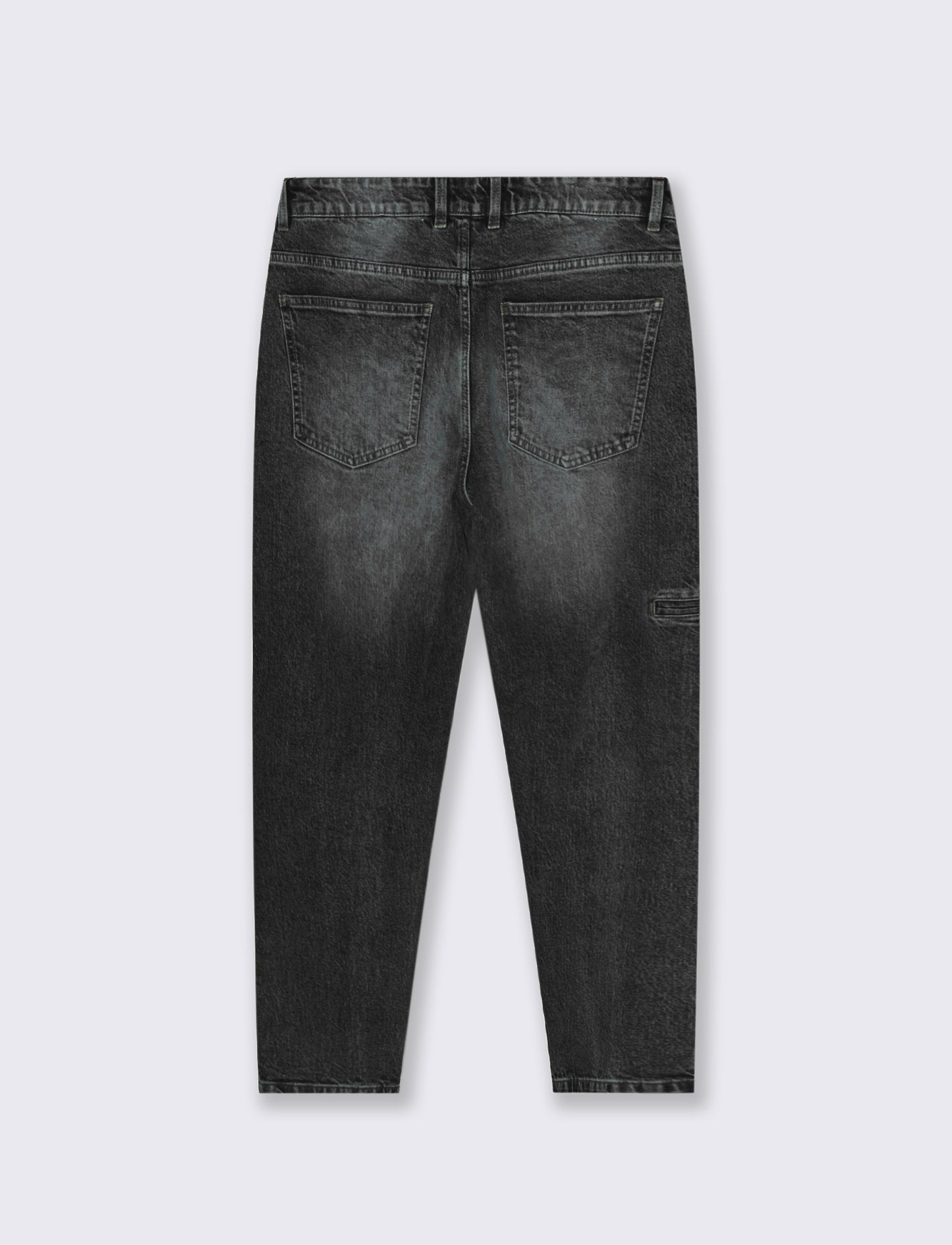 JEANS DENIM NERO LOOSE FIT CON ABRASIONI - Nero