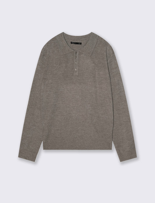 POLO IN MAGLIA  EFFETTO LANA - Grigio fango