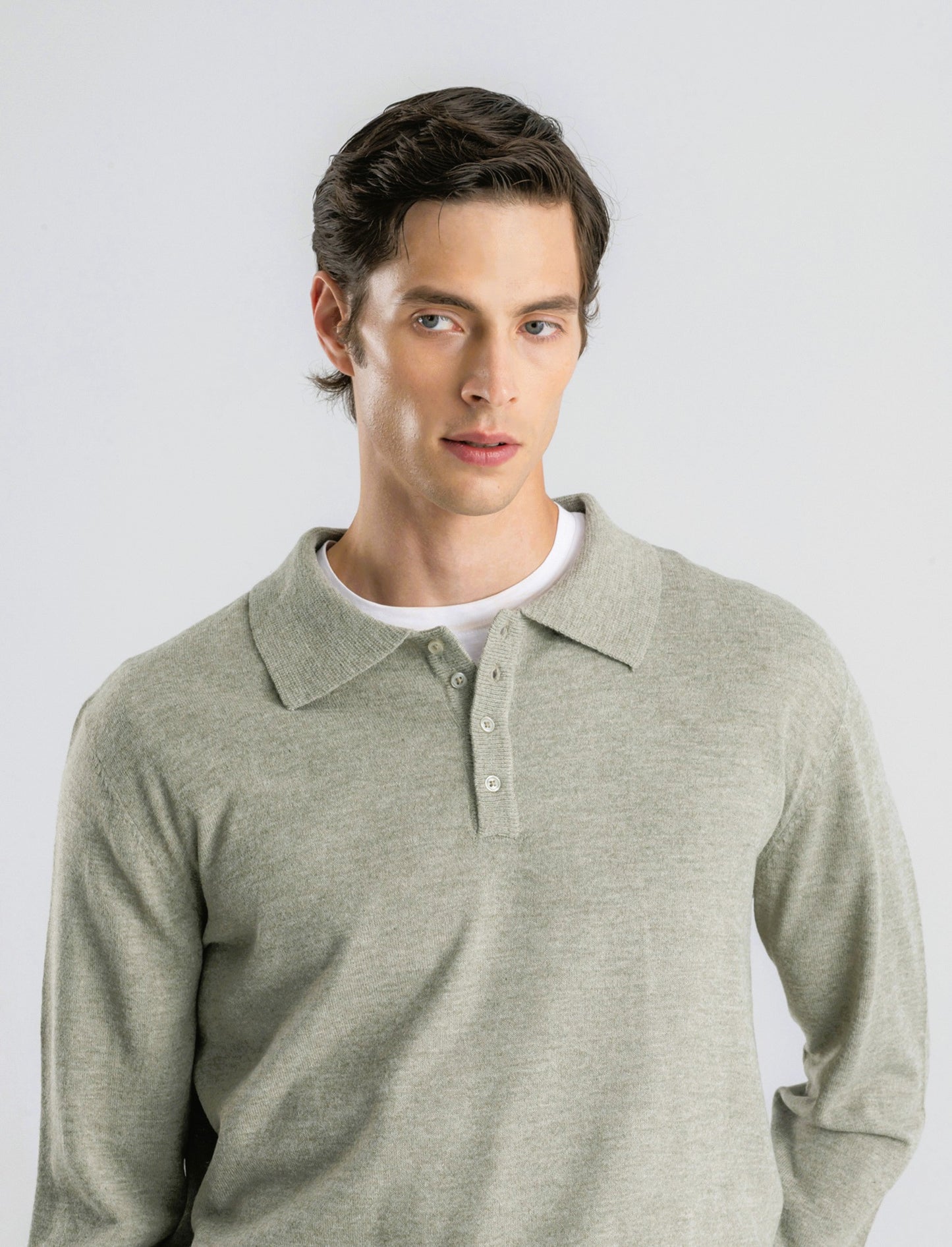 POLO IN MAGLIA  EFFETTO LANA - Verde salvia