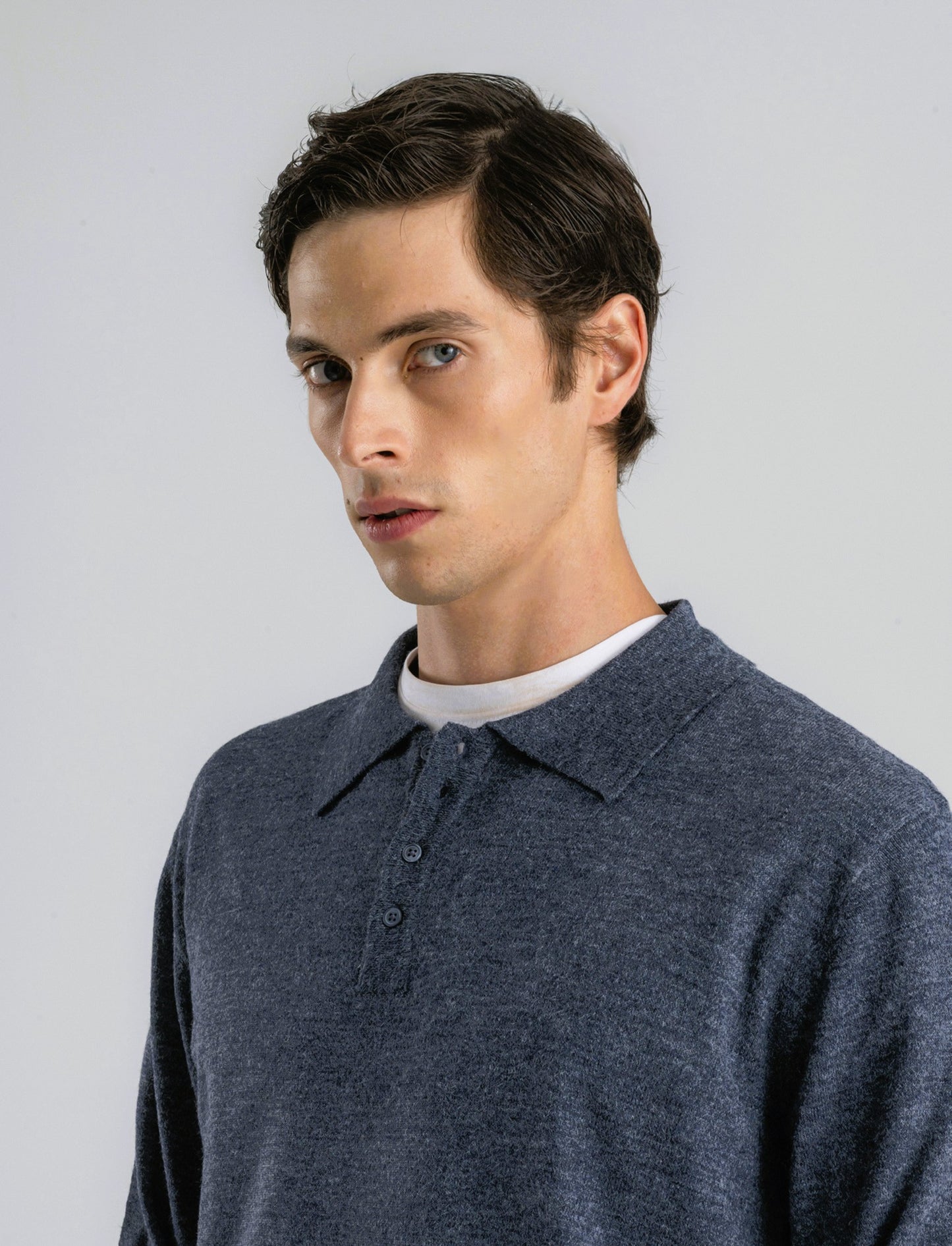 POLO IN MAGLIA  EFFETTO LANA - Blu